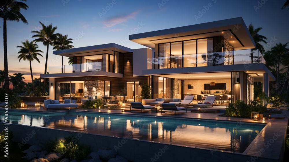 Design house modern villa with open plan living and private bedroom wing.