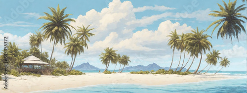 Beautiful tropical beach banner.