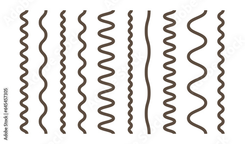 Marker wavy line set in white background. Simple outline design element