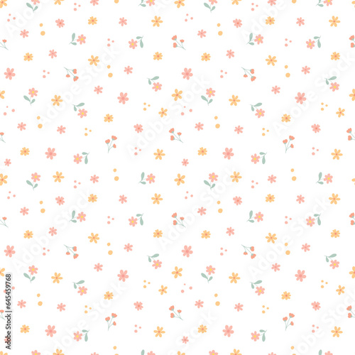 Floral Seamless Baby Pattern. Hand-Drawn Vector Illustration. Creative Kids Texture For Fabric, Wrapping, Textile, Wallpaper, Apparel Etc.