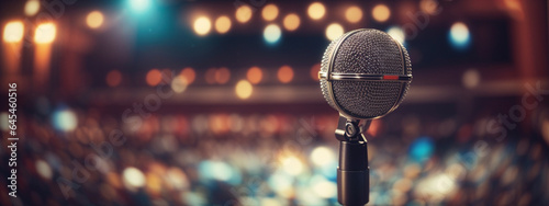 Retro microphone on stage