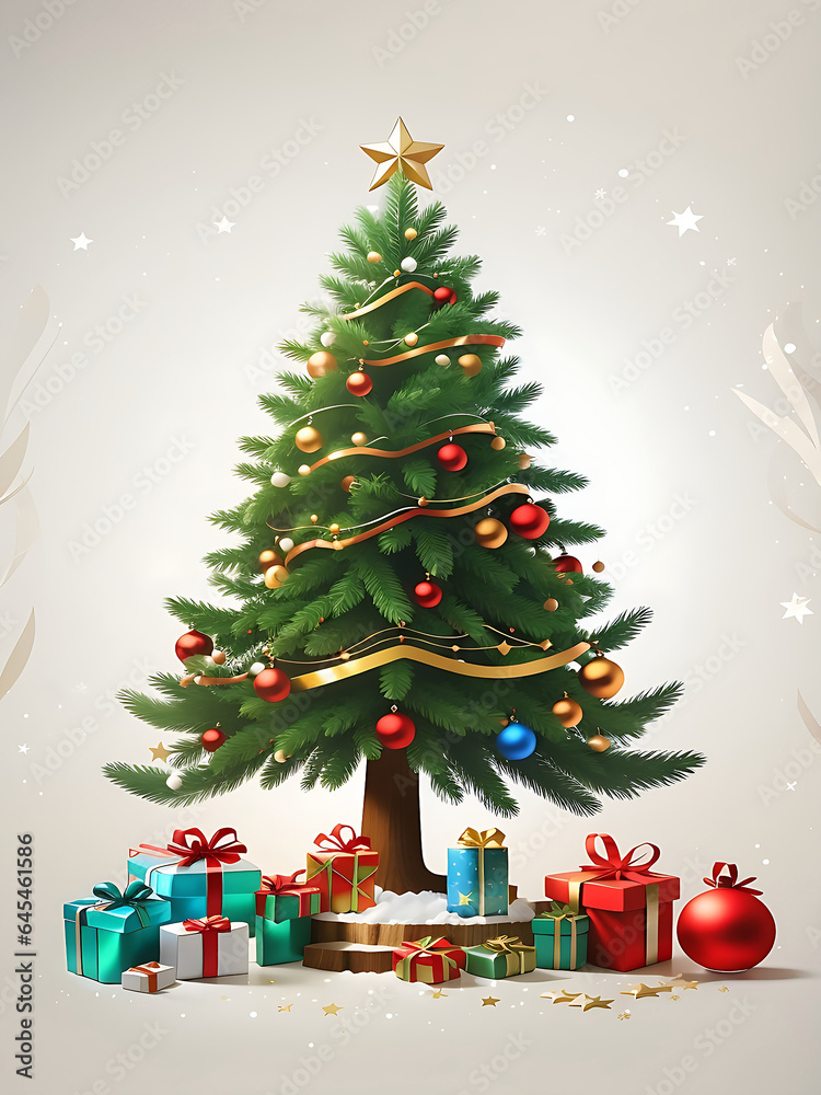 Christmas tree with gifts Ai generative
