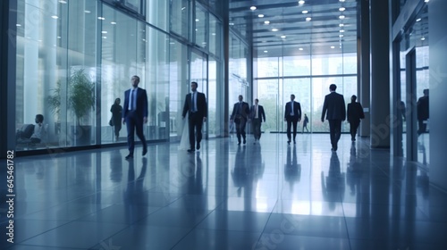 business people running away in conference room of office building