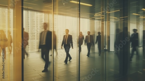business people running away in conference room of office building