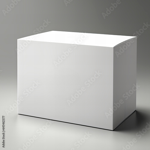 White box mockup. Wide cardboard packaging design for gifts, kits and retail products (Generative AI)