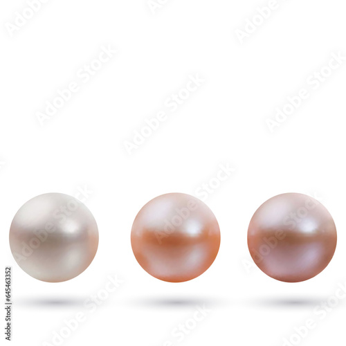 A set of large sea pearls of different colors. eps 10