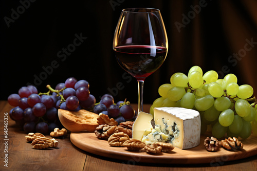 fresh grapes next to a wineglass