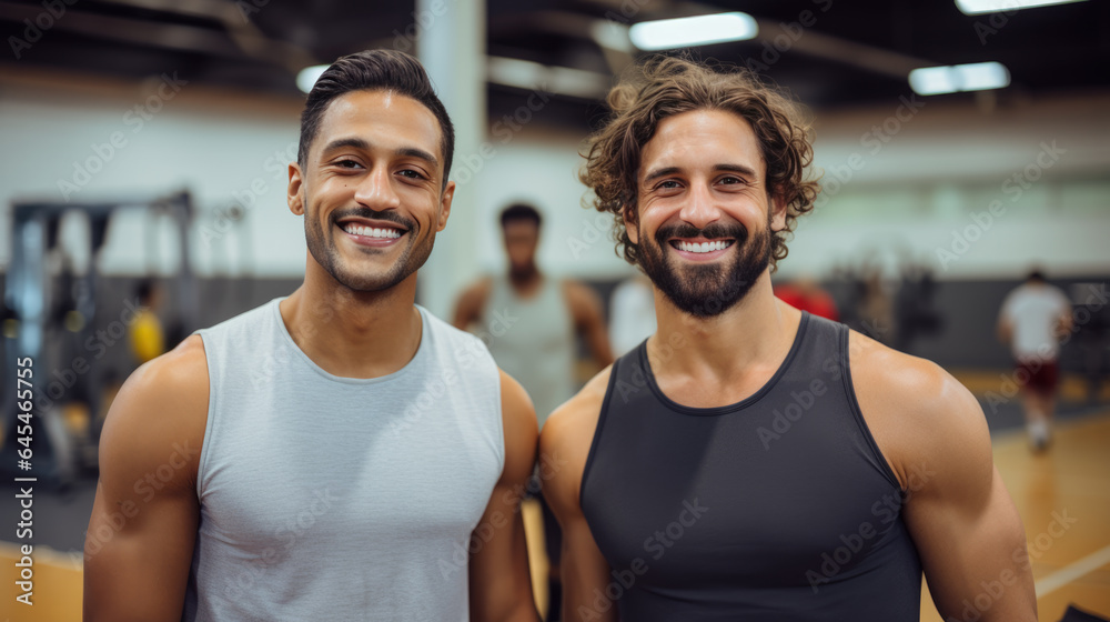 Portrait of athletically built men in a gym Portrait of athletically built men in a gym