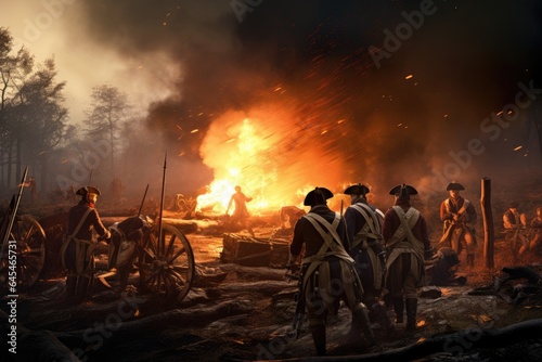 Battlefield Drama Historic Conflict at Its Peak  The Siege of Yorktown s Battle Scene with Explosive Action and Tensions