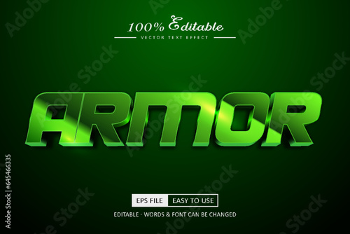 Armor 3d editable text effect with green and neon text style