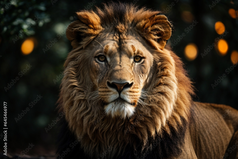 Fototapeta premium Lion king isolated on black