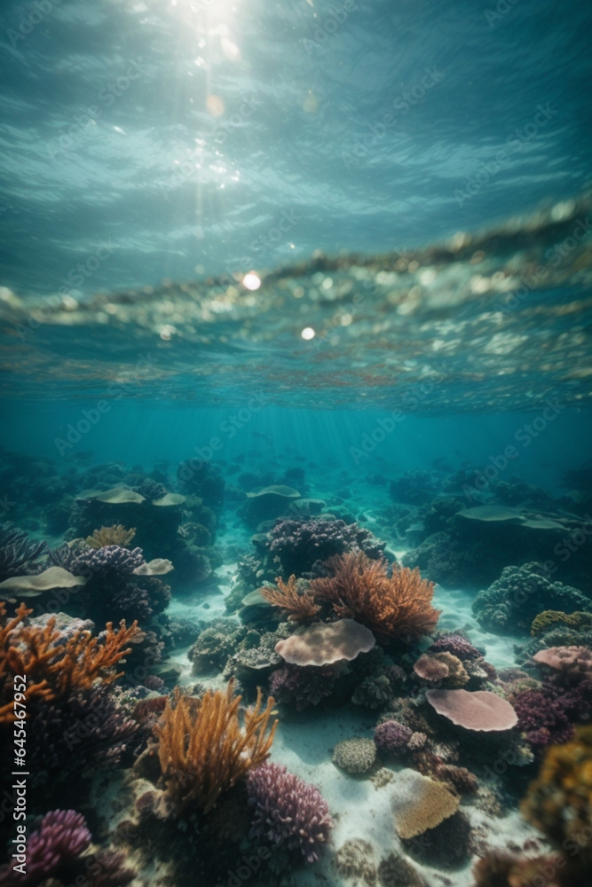 Fototapeta premium Sea or ocean underwater deep nature background