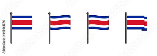 Costa Rica flag vector set. Waving Costa Rica flag, independence day