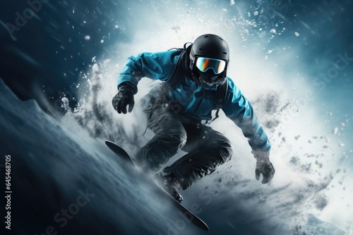 snowboarder jumping on the slope