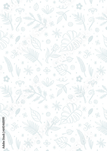Ilustración de diseño floral de tono azul. Ideal para imprimir en tamaño carta A4