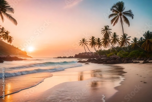 sunset on the beach Generated Ai © AQ Arts