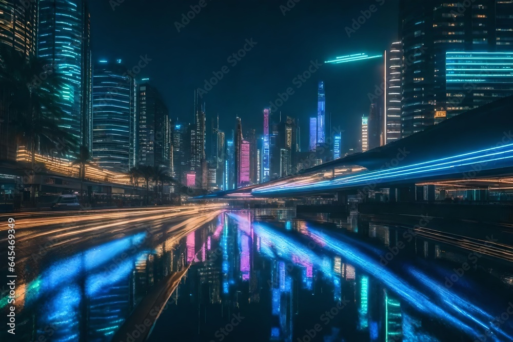 traffic at night Generated Ai