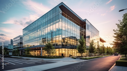 Fotografia captivating image of a modern office building with a sleek glass facade that epitomizes contemporary architecture