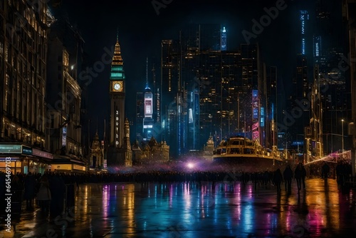 city  at night Generated Ai