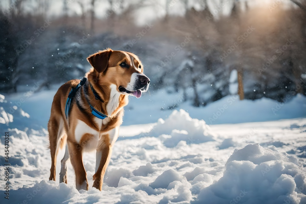 dog in snow Generated Ai