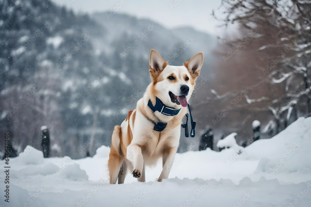 dog in snow Generated Ai
