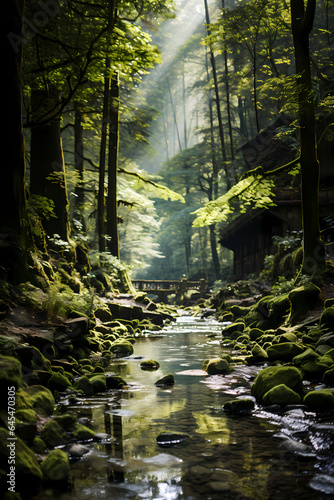 Polished_rocks_flowing_water_and_soft_moss