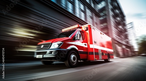ambulance at speed rendered in dramatic motion blur critical role of first responders.