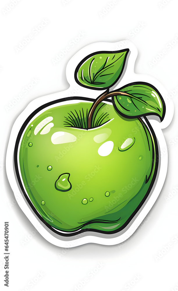 Green apple sticker illustration. Green apple sticker illustration.