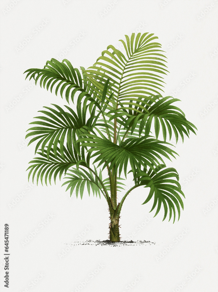 Obraz premium Palm tree illustration. Tropical palm plant