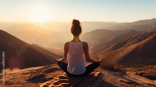 Young woman doing yoga outd...