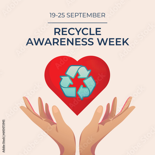 Recycle Awareness Week design template good for celebration usage. recylce awareness vector design. recycle sign flat vector. vector eps 10. photo