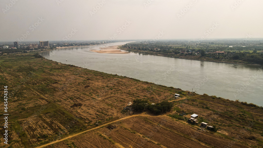 The aerial view of Vientiane in Laos