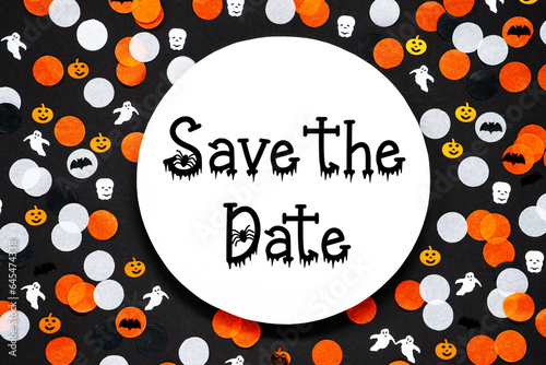 Halloween or Autumnal Decoration With Text Save The Date
