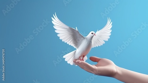 dove flying over hand