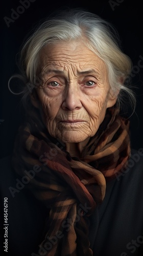 senior sad woman portrait, old unhappy retired female, generative AI © goami