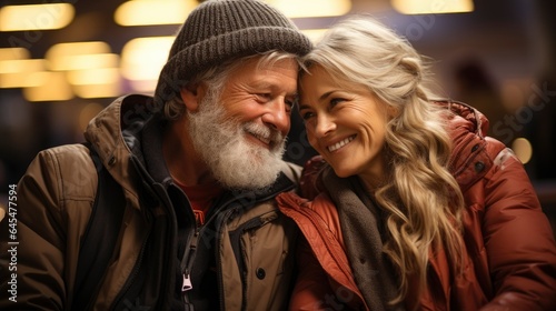 Old couple. senior couple checking into a luxury hotel with a grand lobby taken