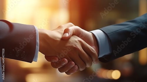 Two people shaking hands in a professional setting