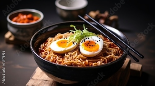 Instant noodles with egg on top are delicious