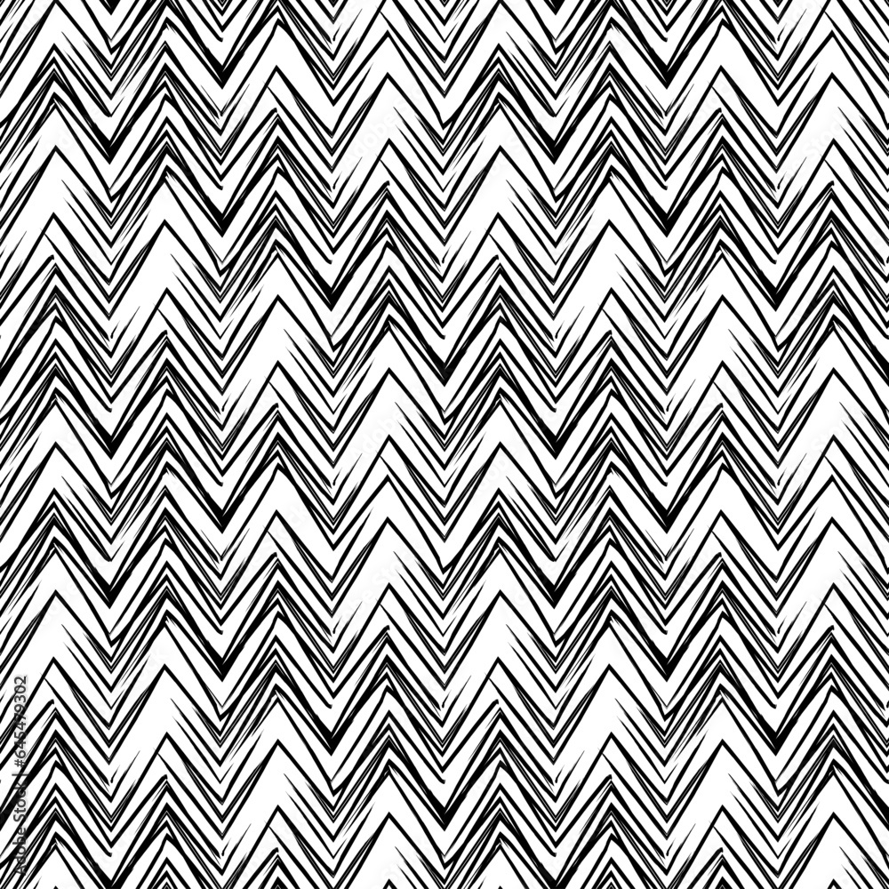 Brush strokes horizontal zigzag stripes print. Freehand chevron lines seamless pattern. Hand drawn background. Simple classic geometric ornament. Trendy grunge design Brush strokes horizontal zigzag stripes print. Freehand chevron lines seamless pattern. Hand drawn background. Simple classic geometric ornament. Trendy grunge design
