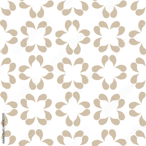 seamless repeat pattern with simple beige floral motifs on a white background perfect for fabric, scrap booking, wallpaper, gift wrap projects