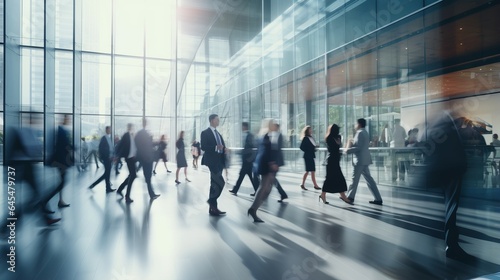 Business people walking through a lobby