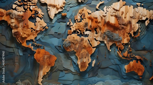 Education and Intelligence Collage with World Travel Theme, bulb, light, map, globe, generative AI 