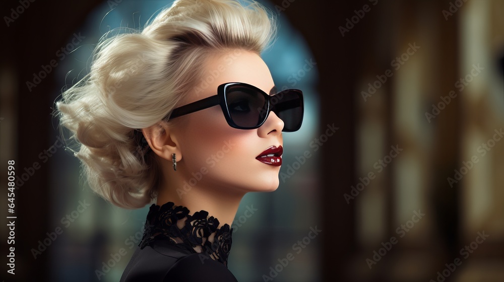 Stylish woman wearing fashionable sunglasses Stylish woman wearing fashionable sunglasses