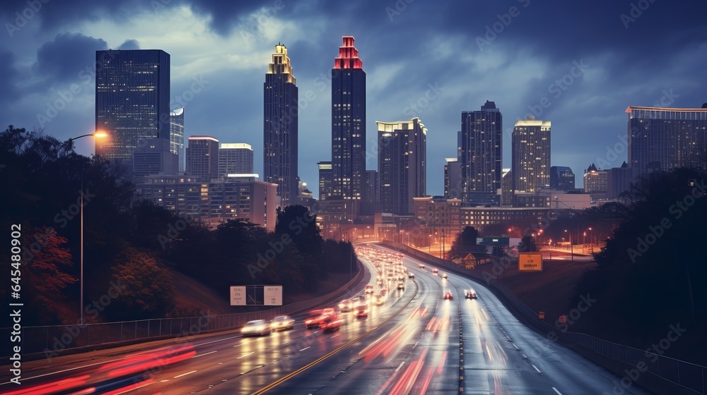 Fototapeta premium Twilight in Atlanta's downtown