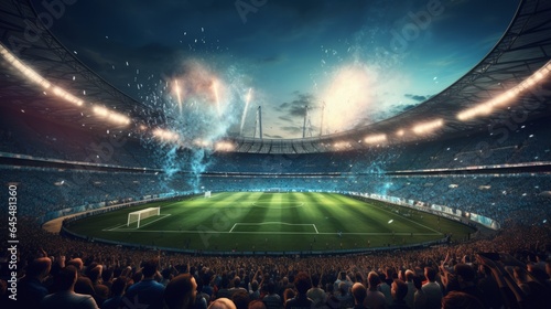 A crowded soccer stadium during an intense match © mattegg