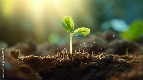 A tiny green plant sprouting from the earth