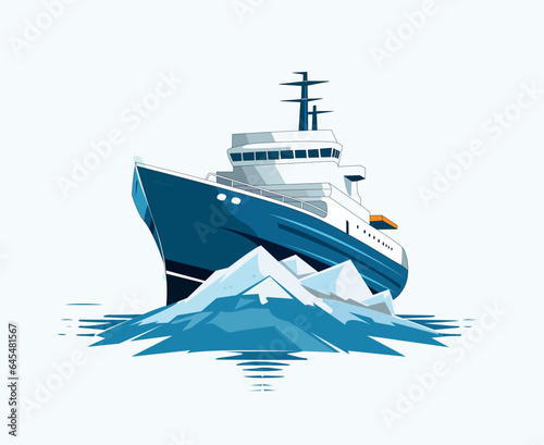 Navy ship on sea vector illustration manually created