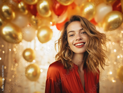 Portrait of smiling beautiful young woman at the party