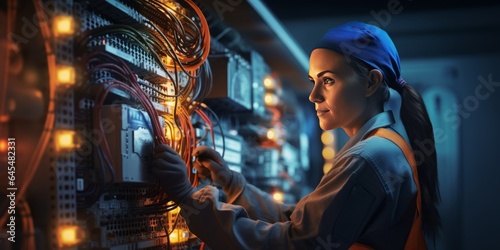 Female Electrical Worker Ensuring Quality in IoT and Computer Science