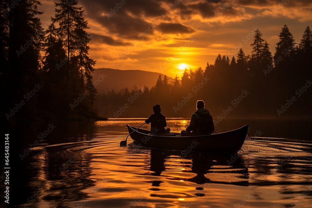 A Pair Enjoying a Canoe Ride, Generative Ai.